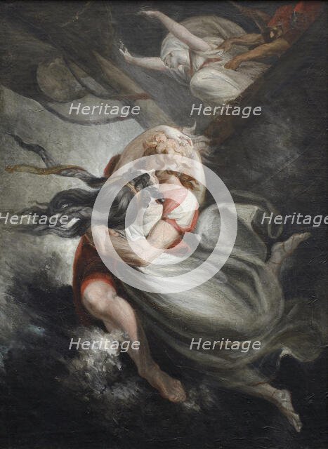 Amanda / Rezia throws herself with Huon into the sea, Fatime is held back by force, 1804-1805. Creator: Füssli (Fuseli), Johann Heinrich (1741-1825).