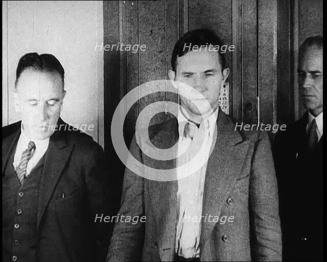 Bruno Richard Hauptmann Being Presented To the Press by the New York Police Department, 1930s. Creator: British Pathe Ltd.