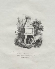 Receuil dessais lithographiques: Une fontaine imitant la gravure sur bois, c. 1816. Creator: Godefroy Engelmann (French, 1788-1839).