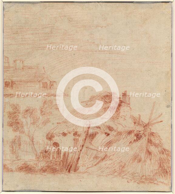 View of a House, a Cottage, and Two Figures [verso], 1718/1719. Creator: Jean-Antoine Watteau.