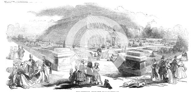 The great Chatsworth Conservatory - the exterior, from the Italian Terrace, 1844. Creator: Unknown.