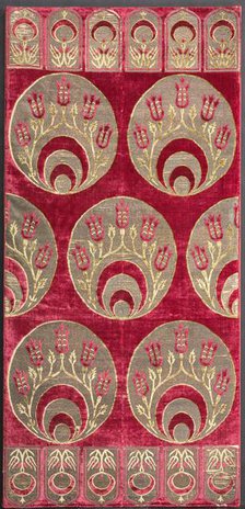 Brocaded velvet cushion cover with crescents, 1525-1575. Creator: Unknown.