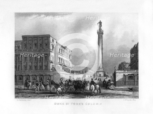 The Duke of York's Column, London, 19th century.Artist: J Woods