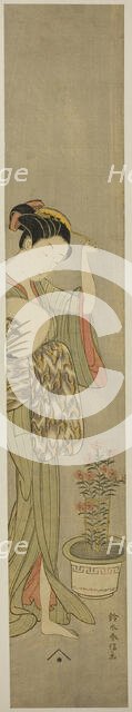 Beauty Adjusting Her Hairpin, c. 1768/69. Creator: Suzuki Harunobu.
