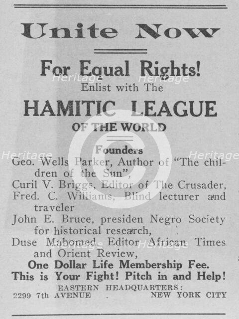 The Hamitic League of the World, 1918-1922. Creator: Unknown.
