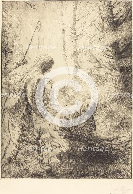 Death and the Woodcutter, 2nd plate (La mort et le bucheron). Creator: Alphonse Legros.