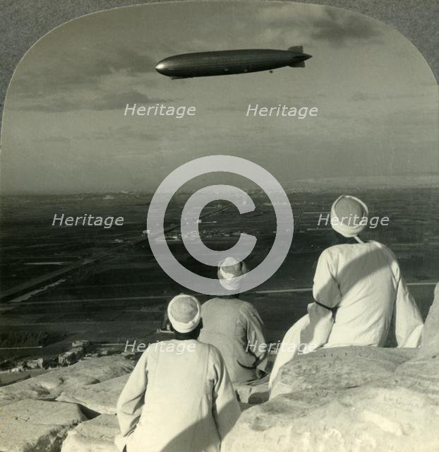 'The Graf Zeppelin's Rendezvous with the Eternal Desert and Pyramids of Giza', c1930s. Creator: Unknown.