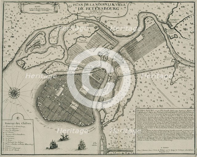 Map of Petersburg, 1717. Artist: De Fer, Nicolas (1646-1720)