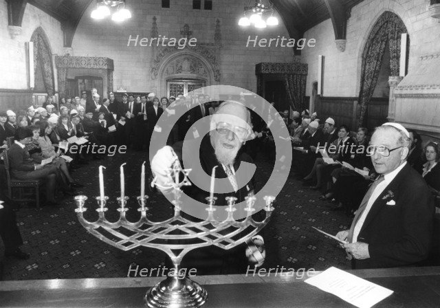 Lighting the Menorah, House of Commons, London, 1991. Artist: John Nathan