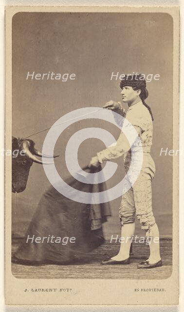 Bullfighter in studio, about 1865. Creator: Juan Laurent.