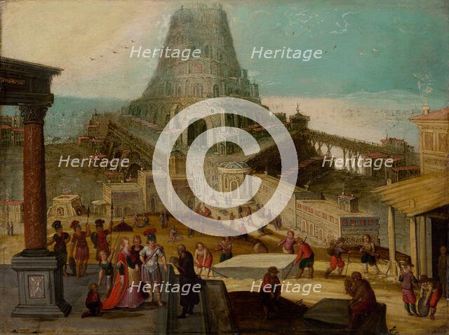 The Building of the Tower of Babel, 1600-1620. Creator: Circle of Louis de Caulery.