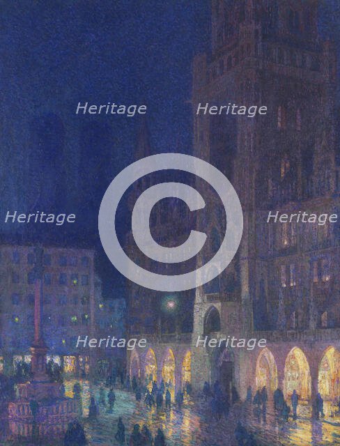 Munich, Marienplatz, 1908. Creator: Palmié, Charles Johann (1863-1911).