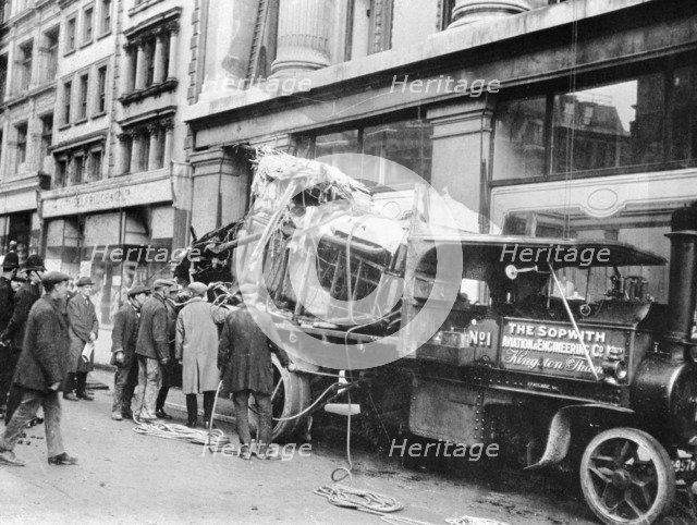 Wrecked Sopwith Atlantic aircraft from the Atlantic crossing attempt, Oxford Street, London, 1919. Artist: Unknown