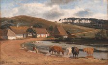 Cows being Watered at a Village Pond. Brofelde, Zealand, 1844. Creator: Johan Thomas Lundbye.