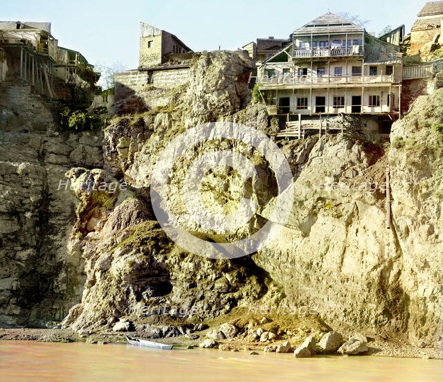 Old house on the cliff on the left bank of Kura River, between 1905 and 1915. Creator: Sergey Mikhaylovich Prokudin-Gorsky.