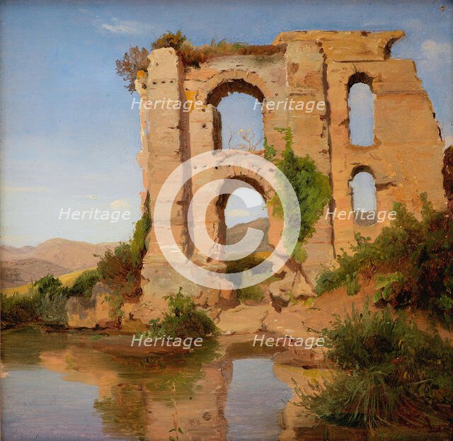 The Ruins of the Aqueduct Aniene Nuovo near Tivoli, Italy, 1842-1847. Creator: Anders Christian Lunde.