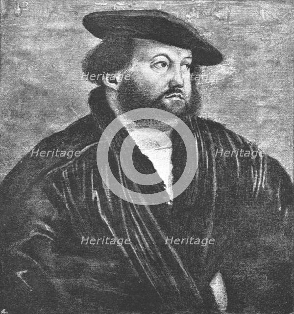 ''Pictures from the Tudor Exhibition; Hans Holbein, painted by himself', c.1535. 1890. Creator: Unknown.