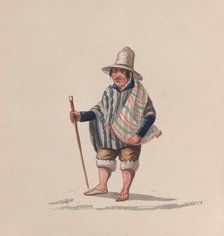 A Peruvian man, from a group of drawings depicting Peruvian costume, ca. 1848. Creator: Attributed to Francisco (Pancho) Fierro.