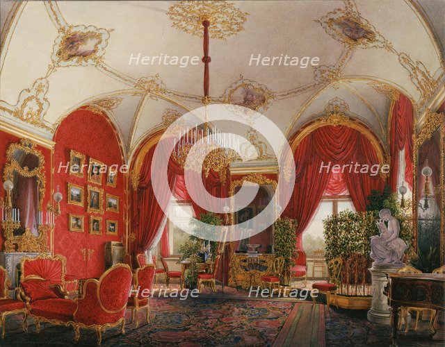 Interiors of the Winter Palace. The Fourth Reserved Apartment. The Corner Room, Mid of the 19th cen.. Artist: Hau, Eduard (1807-1887)