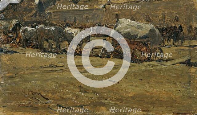 Hungarian ox teams, 1874. Creator: August von Pettenkofen.