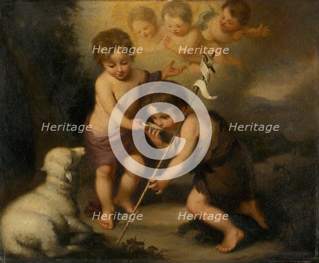 Baby Jesus with Saint John the Baptist, 1890-1900. Creator: Felicián Moczik.