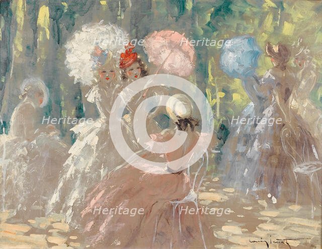 At the Promenade. Creator: Icart, Louis Justin Laurent (1888-1950).