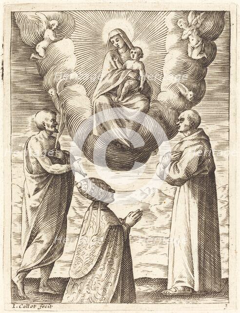 Boniface VIII with Saints Francis and Crispin Adoring the Virgin and Child, 1608/1611. Creator: Jacques Callot.