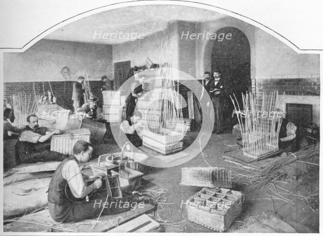 Blind basket-makers at work, Tottenham Court Road, London, c1901 (1903). Artist: Unknown.