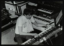 German electronic musician Klaus Schulze at the Forum Theatre, Hatfield, Hertfordshire, 1983. Artist: Denis Williams