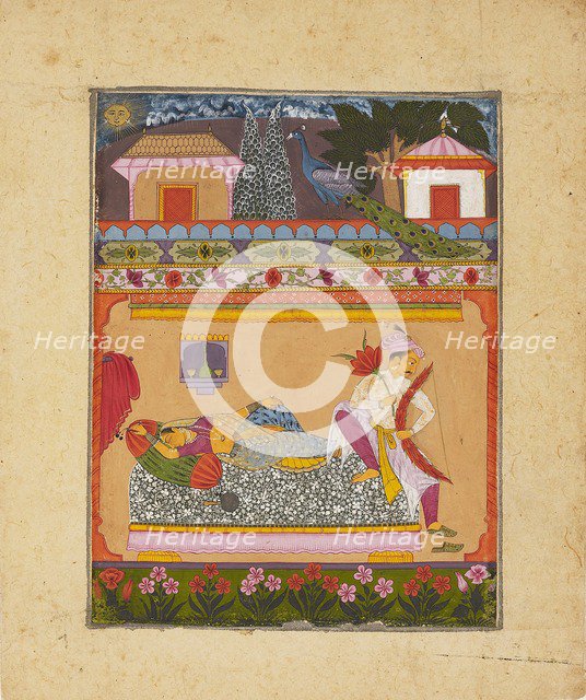 Lovers at dawn, illustrating the musical mode Raga Vibhasa, c1675. Artist: Unknown.