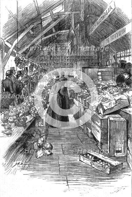 'The Colonial and Indian Exhibition; The Australian fruit stalls in the Colonial Market', 1886.  Creator: Unknown.