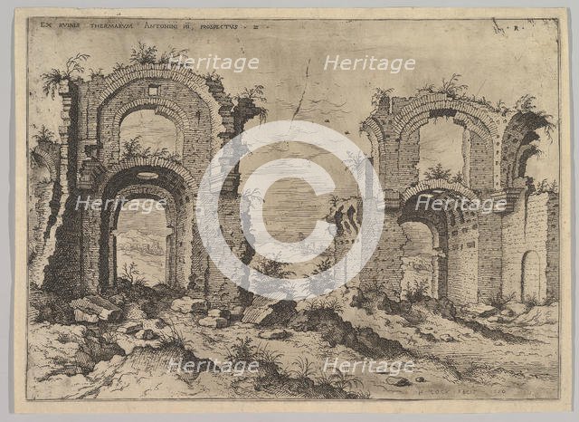 Second View of the Baths of Diocletian, from set of Roman Ruins, 1550. Creator: Hieronymus Cock.