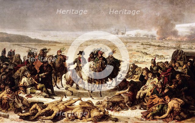 Napoleon on the Battlefield of Eylau, 9 February 1807. Artist: Meynier, Charles (1768-1832)