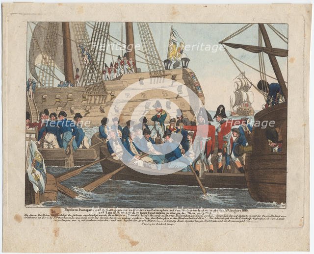 Napoleon Bonaparte as prisoner of the English is brought from the Bellerophon to Northumberland on 8 Artist: Campe, August Friedrich Andreas (1777-1846)