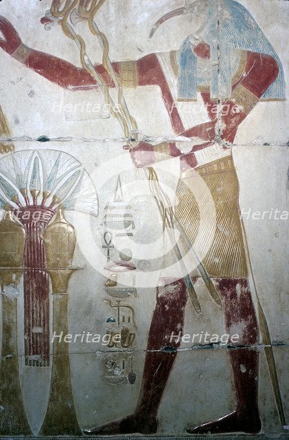 Wallpainting of Thoth (Ibis-headed god), Temple of Sethos I, Abydos, Egyptian, c1280 BC. Artist: Unknown