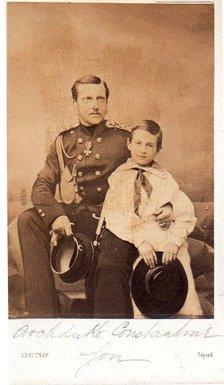 Portrait of Grand Duke Constantin Nikolaevich of Russia (1827-1892) with son Nicholas Constantinovich (1850–1918), c. 1858.