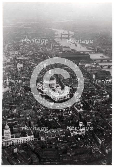 Aerial view of St Paul's Cathedral, London, from a Zeppelin, 1931 (1933). Artist: Unknown