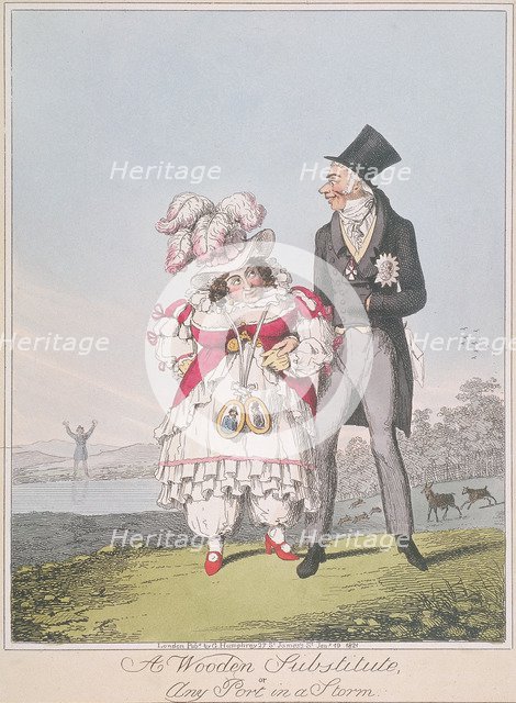 'A Wooden Substitute, or Any Port in a Storm', 1821. Creator: Anon.