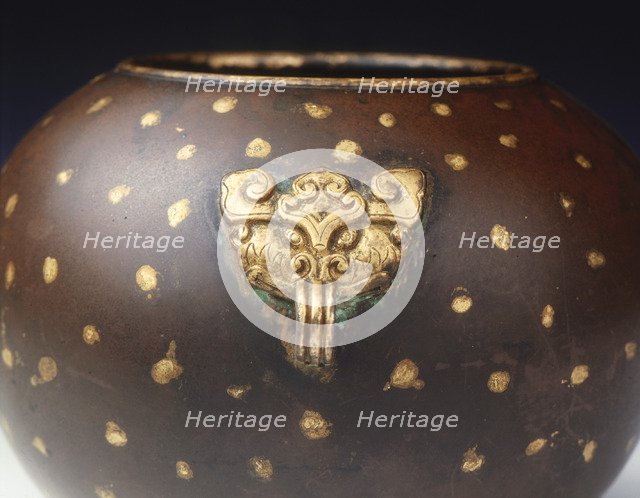 Bronze censer with gold encrustations, Chongzhen period, Ming dynasty, China, 1628-1644. Artist: Unknown