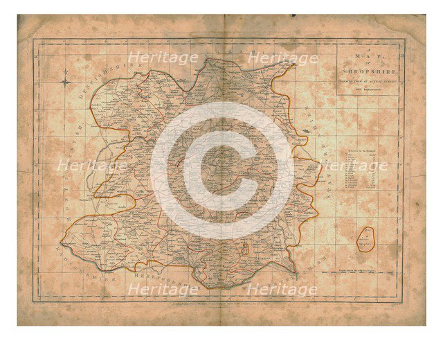 A Map of Shropshire, c1788. Artists: John Haywood, Edward Sudlow.