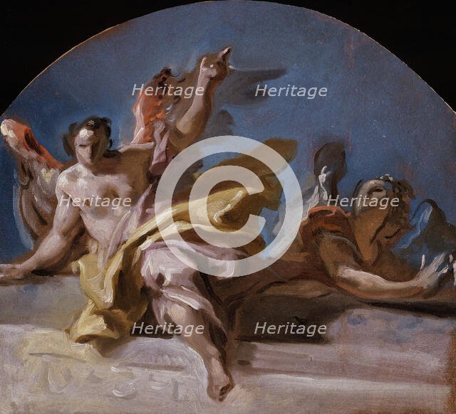 A Study for Two Angels on a Balustrade. Creator: Carlo Innocenzo Carlone.