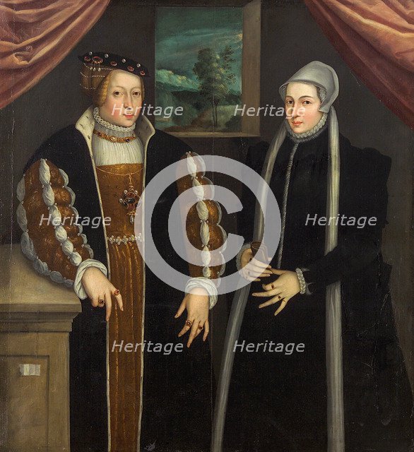 Double-portrait (Marie of Brandenburg-Kulmbach and Christina of Denmark?), c. 1580. Artist: Anonymous  