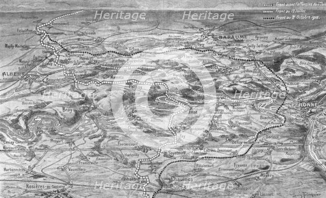 'Les progres de l'offensive Franco-Britannique sur la Somme; Trace approximatif sur le..., 1916. Creator: L. Trinquier.