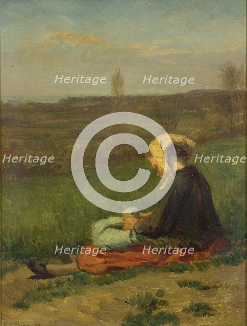 'A child in a field', 1871. Artist: Pierre Edouard Frere.
