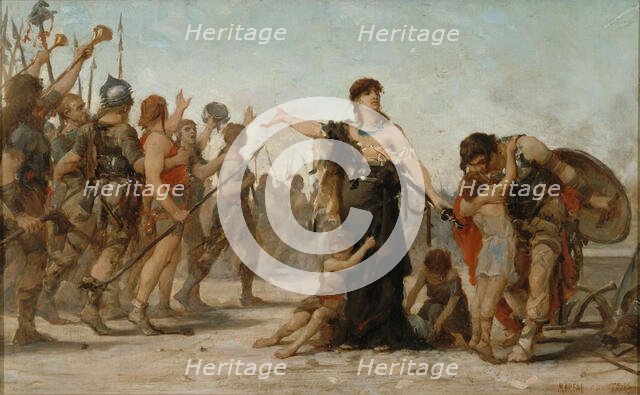 Sketch for the salle des mariages of the town hall...Sacrifice for the homeland, 1880.  Creator: Moreau De Tours.