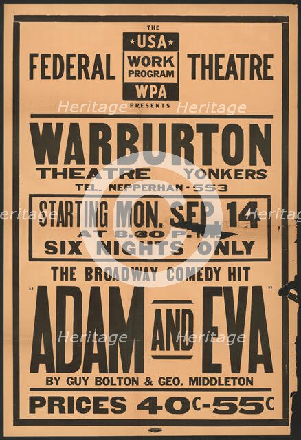 Adam and Eva, Yonkers, NY, [193-]. Creator: Unknown.