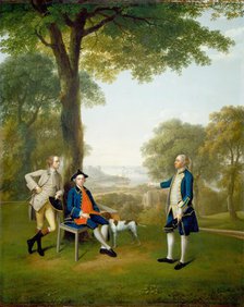 Arthur Holdsworth Conversing with Thomas Taylor and Captain Stancombe by River Dart, 1757. Creator: Arthur Devis.