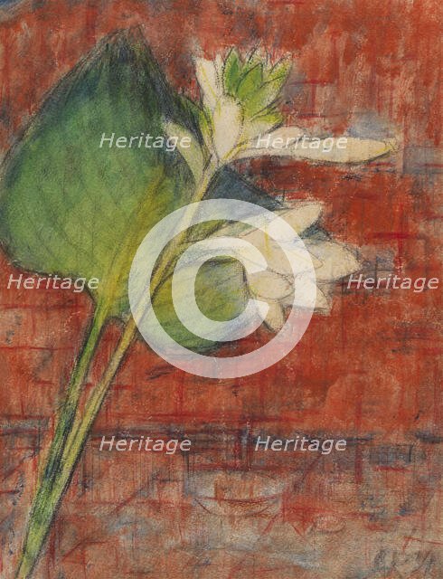 Sweetheart lilies on a red background, 1934. Creator: Rohlfs, Christian (1849-1938).