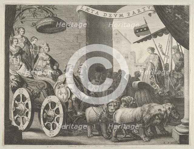 Plate 5a: Marie de Medici as Berecynthia, from Caspar Barlaeus, "Medicea Hospes", 1638. Creator: Pieter Nolpe.