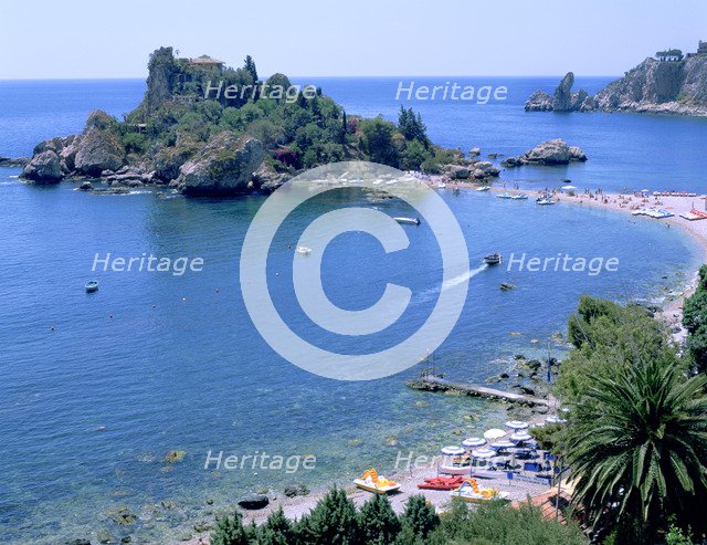 Isola Bella and beach, Taormina, Sicily, Italy.
